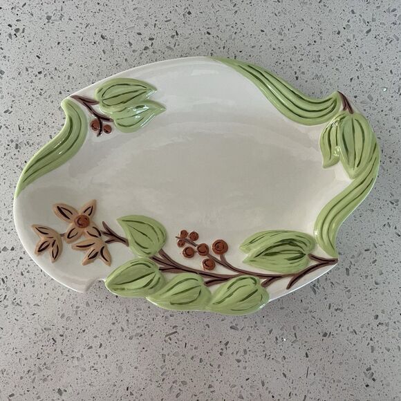 Vintage Hand-Painted Holland Mold Trinket Bowl Tray Floral Rare Find USA 1960's - Picture 7 of 9